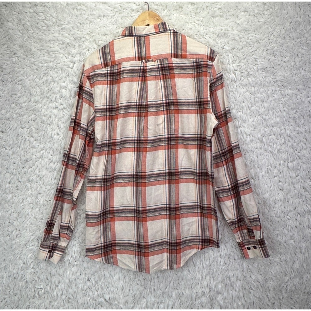 Farah Plaid Button Down Shirt Size S Orange Slim Fit Flannel Americana Casual